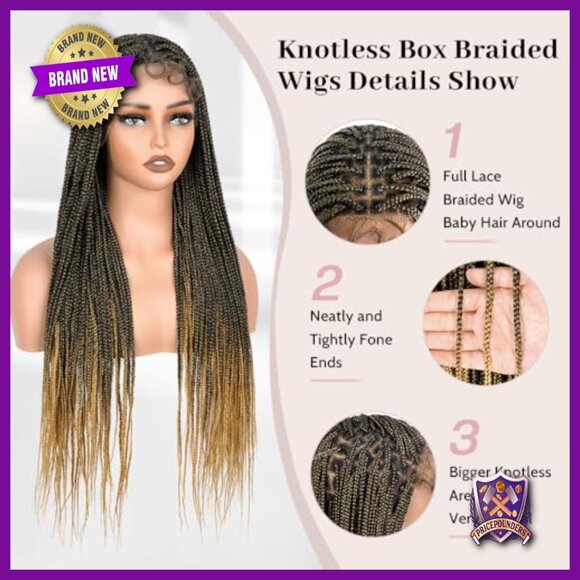 30 Inch Human Hair Blended Braided Wig Glueless Lace Front Lightweight main image 5